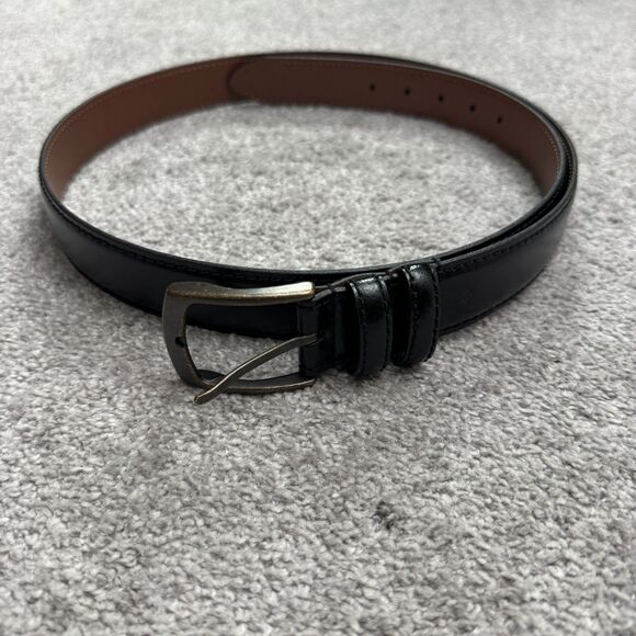 Penguin Full Grain Italian Leather Buckle Dress Belt Mens 45/115 Black Classic - Picture 1 of 10